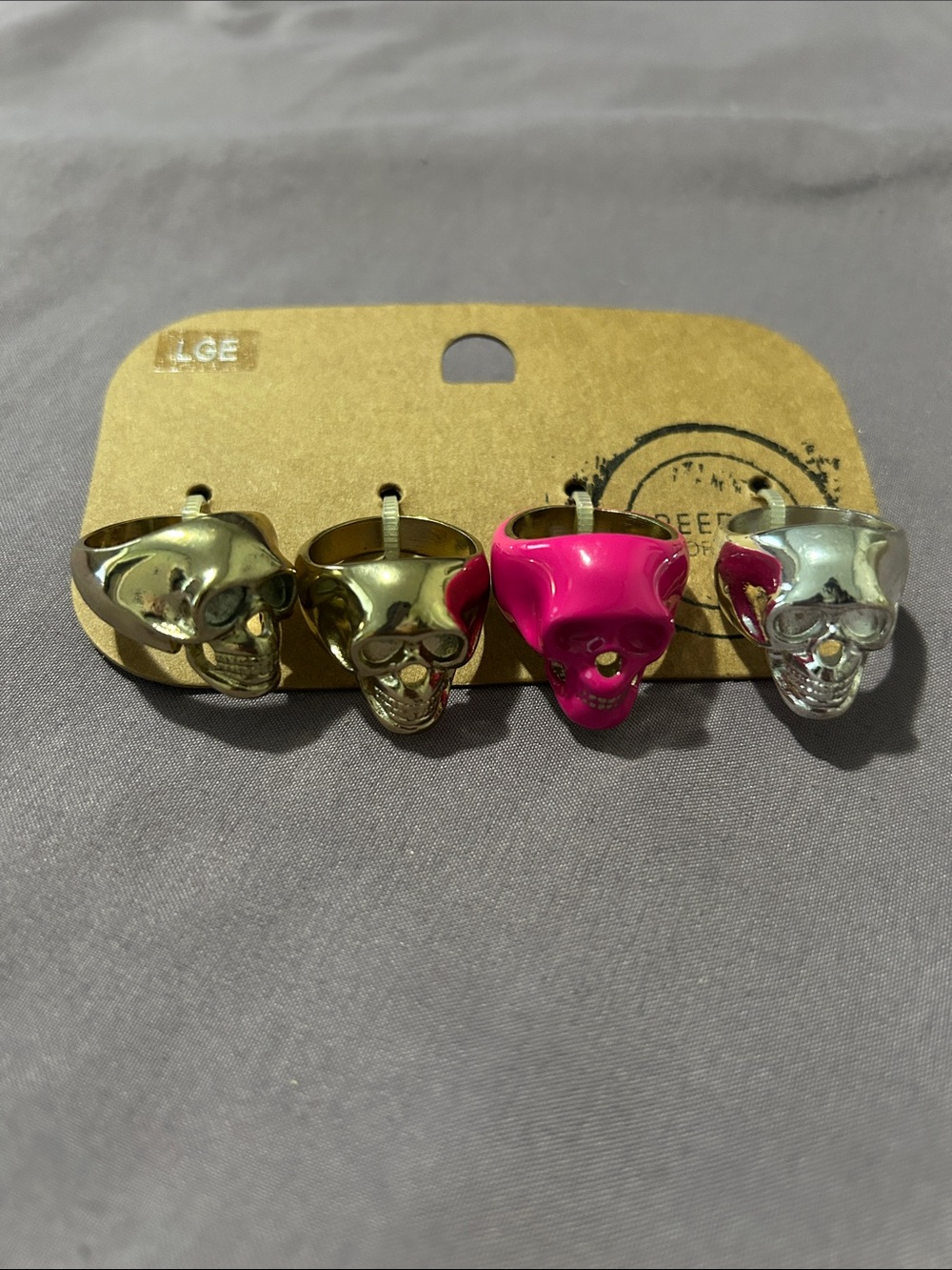Skull Ring Set — Gold, Hot Pink, Silver